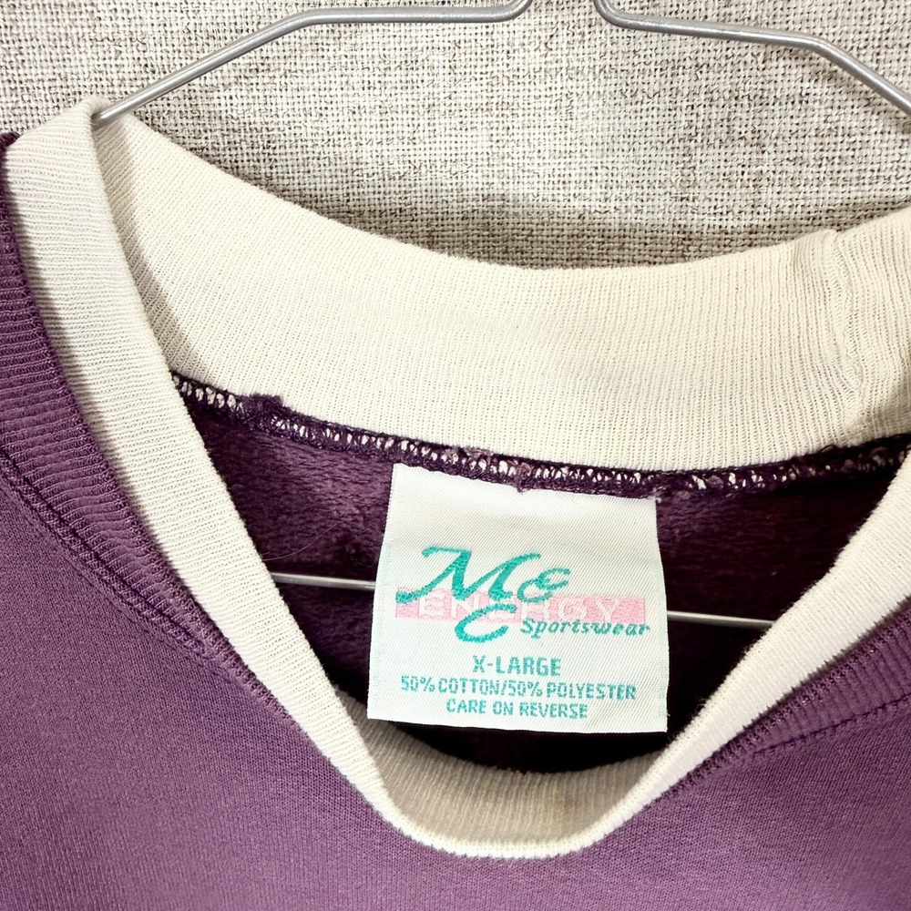 Vtg Teddy Bear Sweatshirt Sz XL Purple Bear Collector 90s Grandma Cottagecore - Picture 3 of 7